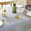 meioro Table Cloth Blue White Striped Tablecloth Tassels Cotton Linen