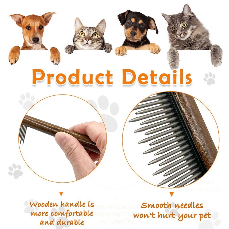 ZKKZOMA Wooden Dog Cat Flea Comb for Small Pets,Gift for