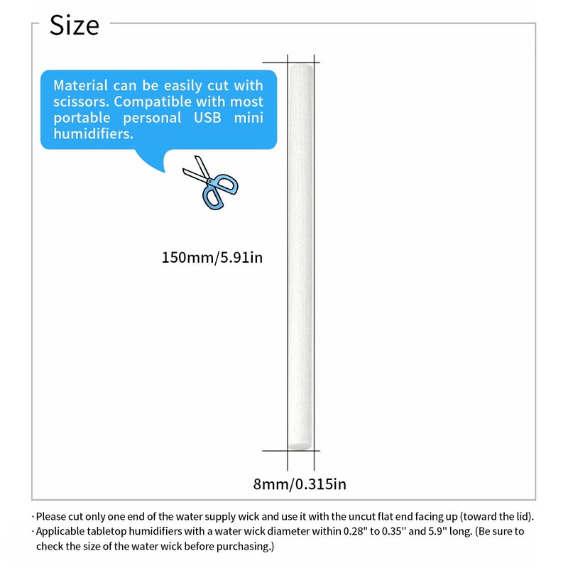 10 Pieces Humidifier Sticks Cotton Filter Refill Sticks Filter Replacement