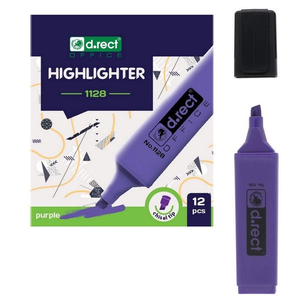 D.RECT 12 x Purple Chisel Tip Highlighter Pens 1128