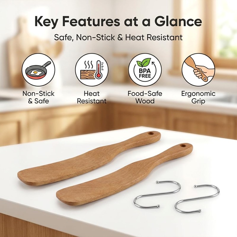 Wooden Stir Spurtles Set, Spurtle Spatula for Sourdough Starter, Reaches
