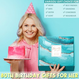 MAYICIVO 80th Birthday Gifts for Women, Best 1946 Gifts Basket for 80 Year Old Women 80th Happy Birthday Ideas for Mom Sister Friend Wife Grandma w/Canvas Tote Bag