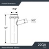 22GA Brass WashmachineTailpiece Branch 1-1/2" x 12" Slip Joint Washer