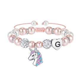 TINGN Unicorn Bracelet Gifts for Girls, Heart Initial G Bracelets for Teen Girls Unicorns Jewelry Gifts for Little Girls Jewelry Ages 6-8 8-12 10-12 Year Old Girl Gifts for Daughter Granddaughter