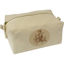 'Boy Riding Bunny' Canvas Wash Bag/Makeup Case (CS00041967)