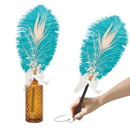 CROWN GUIDE Ostrich Feather Quill Ballpoint Pen for Wedding Guest Book Signing Reception Bridal Shower 50th Anniversary, Fancy Nikkah Pen for Bride Writing Office Accessories Gatsby Party Decoration