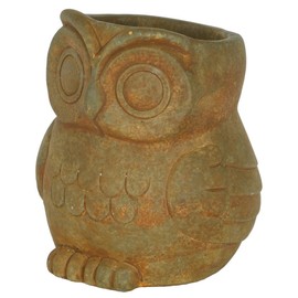 Classic Home and Garden Cement Buddies Animal Planters - Cute Desk Decoration - UV Coated Animal Vase w/Removable Drain Plug - Succulent Plant Pot for Indoor/Outdoor (Owl Planter, Rust, Large)