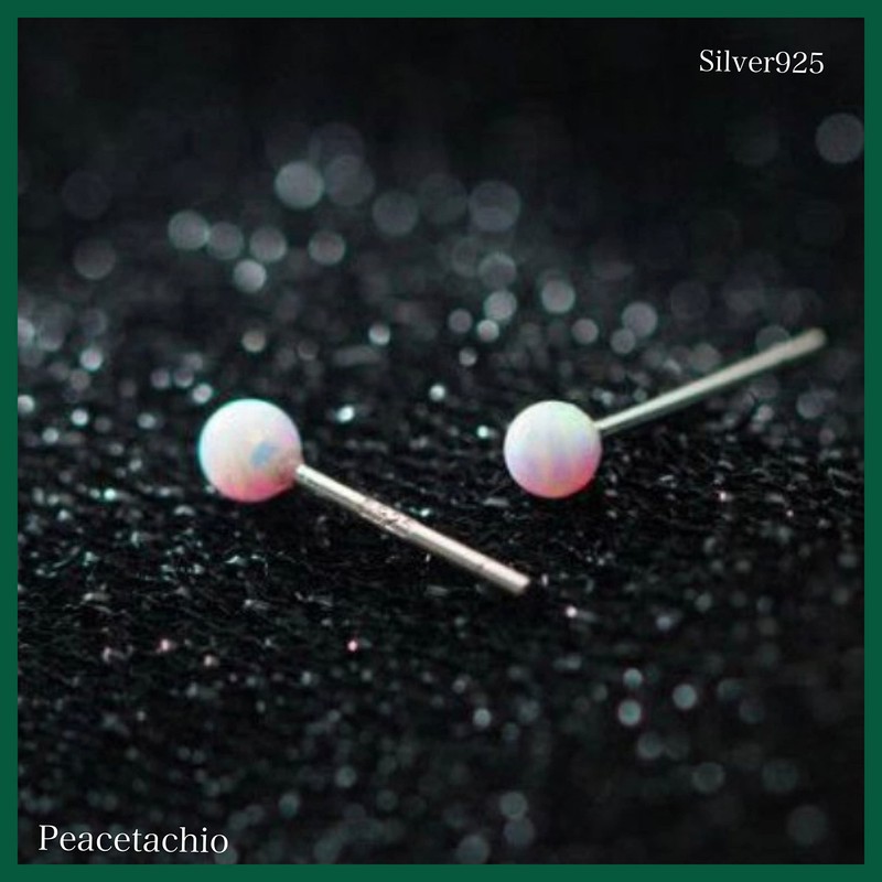 Silver 925 Silver Opal Style Mini Earrings, Ultra Small, Hypoallergenic,