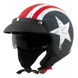 Milwaukee Helmets MPH9701DOT 'Maverick' 3/4 Open Face Stars and Stripes Motorcycle Helmet for Men and Women Biker - Small