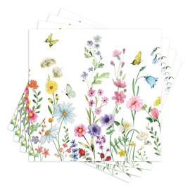 Pack of 40 Napkins Flowers Spring Napkins Summer Flower Meadow Butterfly Napkins Floral Pattern for Spring Birthday Party Wedding Celebrations