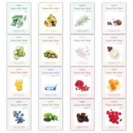 【Nature Skin】 16 Pcs Combo-Pack, Premium Korean Essence Facial Mask Sheet (16 Types x 1 pcs)