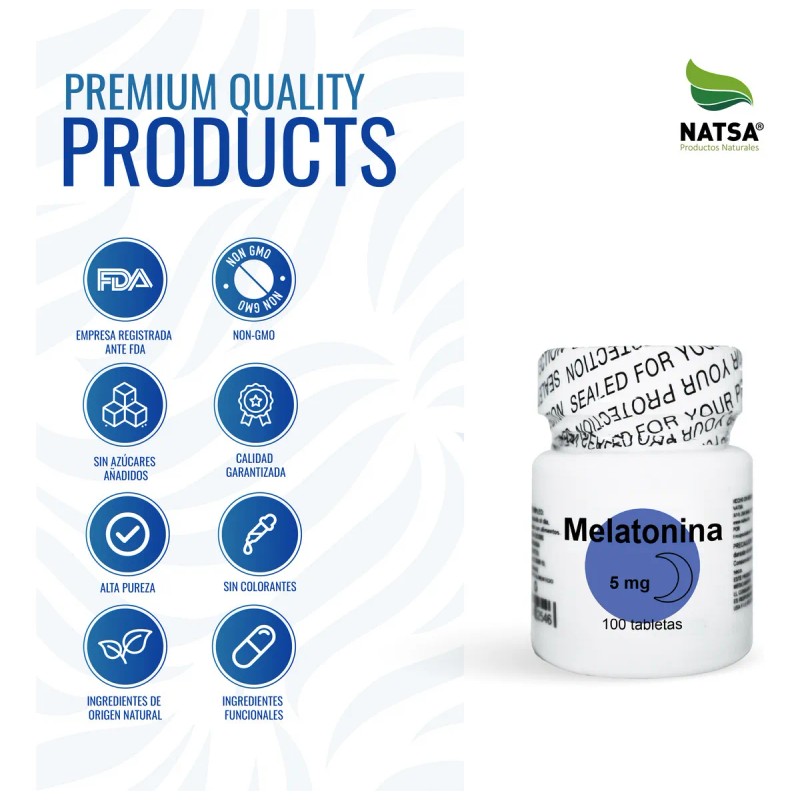 Melatonina 5 Mg, 100 Tabletas Sabor Natural