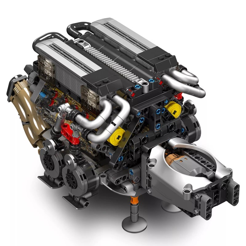 Mould King 10131 W16 Engine Motor Double V8 Cylinder Building
