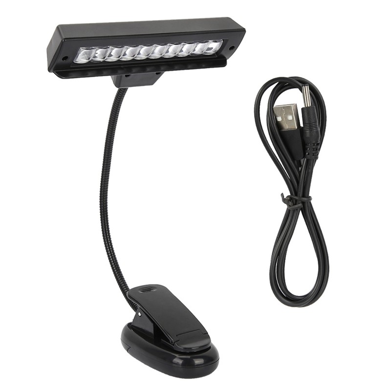 Portable Orchestra Music Stand Light Flexible Neck Clip On USB