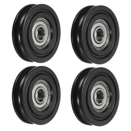 sourcing map 4pcs U608ZZ Nylon Pulley U-Groove Ball Bearing 8x40x10mm U Groove Roller Wheel (GCr15) Chrome Steel Bearings, ABEC3