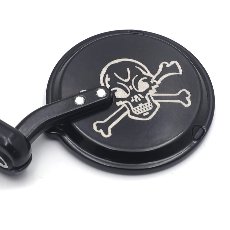 HTTMT- Skull Round Rearview Mirrors 25mm 1" Bar End Compatible