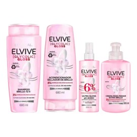 Elvive Glycolic 680ml Shampoo + Acond + Tratamiento + Crema