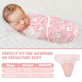Newwiee 4 Pcs Preemie Baby Swaddle Wrap Adjustable Cotton Preemie Swaddle Blanket for Newborn Boys Girls(Classic Style,Fit for Preemies)