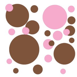 RoomMates Just Dots Pink and Brown Peel and Stick Wall Decals