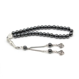 Asbih 33 8mm - Islamic Prayer Beads, Tasbeeh, Sibha, Muslim Mala, Masbaha, Misbaha, Tesbih, Tespih, Dhikr Beads, Zikr Beads, Worry Beads, Prayer Counter... (black)