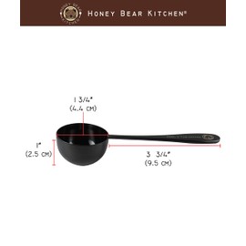 Honey Bear Kitchen 30 ml 2 Tbsp Measuring Scoop Spoons, Black Polished Stainless Steel, Set of 2