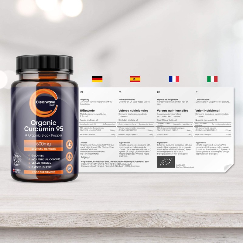 Organic Curcumin 95 with Black Pepper - Containing ONLY Organic