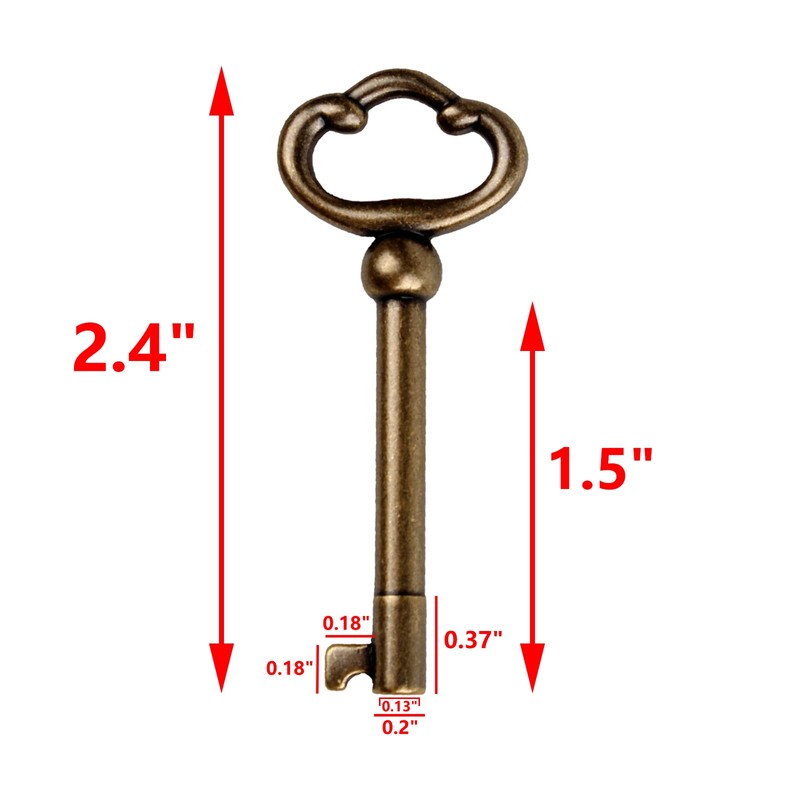KY-2AB Antique Brass Plated Hollow Barrel Skeleton Key,Universal Skeleton Key