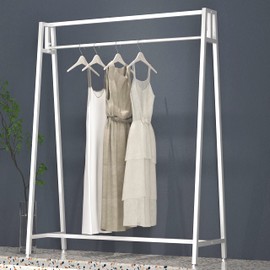 HOMEKAYT White Clothing Racks for Hanging Clothes, Heavy Duty Garment Rack, Modern Metal Display Rack for Home, Clothing Store, Boutique 47''L-White