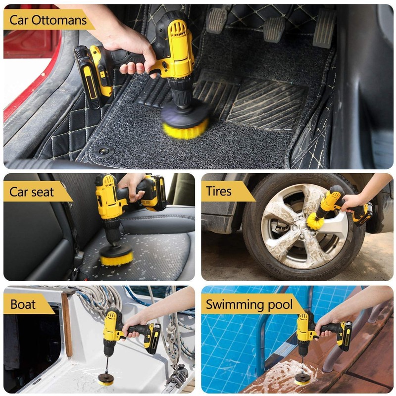 4/5 Piece Drill Brush Attachment Set - Power Scrubber Brush