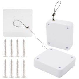 vibedor 2 Packs Automatic Door Closer, Punch-Free Sliding Door Closer Steel Pull Cord Multifunctional Drawstring Auto Closers for Bathroom, Bedroom, Residential(White, 1000N)