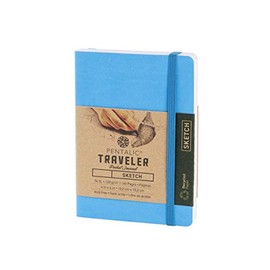 Pentalic 4" x 6" Pocket Sketchbook Traveler Journal, 160 Pages, Bright Blue