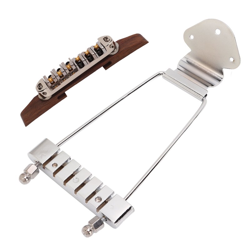 6 String Guitar Metal Tailpiece Adjustable Wooden Bridge Replacement String