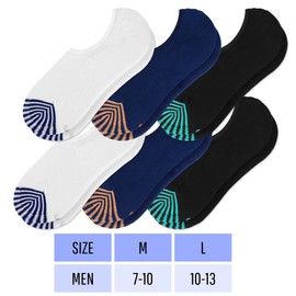 Hicomlor No Show Socks for Men 6 Pack,Non Slip Cotton Low Cut Short Socks for Sneaker Loafer Running (US, Alpha, Large, Regular, Regular, 2White+2Navy+2Black)