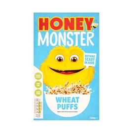 Honey Monster Wheat Puffs sweetened with sugar and honey 520g