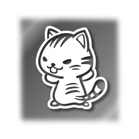 [Tamiya] Go Ahead Cat Sticker Standing Cat Made in Japan Bike Car Sticker (Tiger Pattern, Large White)