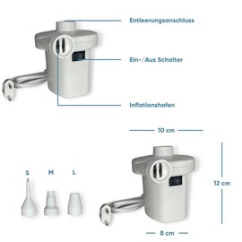 Misomo Electric Air Pump for Inflatable Air Mattresses Pool Swimming Ring Toy AC 220-240V 2 in 1 Inflate and Deflate with 3 Attachments