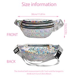 Nivofu 2PCS Shiny Bumbag, Waist Bag Holographic Fanny Pack, Laser Waterproof Chest Pack Colorful Shiny Belt Bag for Travel Party Sports Running Hiking Daily Use, Bumbag for Ladies Women Ladies Girls