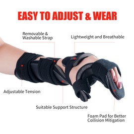 Resting Hand Splint Stroke Night Sleeping Hand Brace for Stroke Hemiplegia Patients Wrist Sprains Fractures Arthritis Tendonitis Carpal Tunnel Pain for Men and Women (Medium-Left)