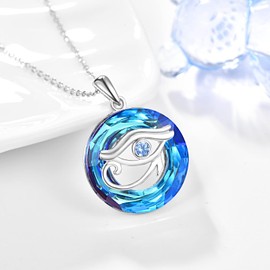 KINGWHYTE Eye of Horus Necklace for Women, 926 Sterling Silver Crystal/Celtic Knot/Marquise Necklace with Packaging Gift, Sterling Silver, Zircon