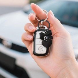 Black Bow Keychain Cute Purse Charms with Heart Design Bag Charms Car Keychain Accessories for Women Girls