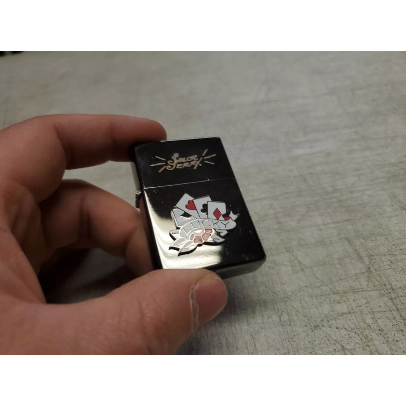 SAILOR JERRY RUM LIGHTER Tattoo Designs Poker Cards LUCKY Limited