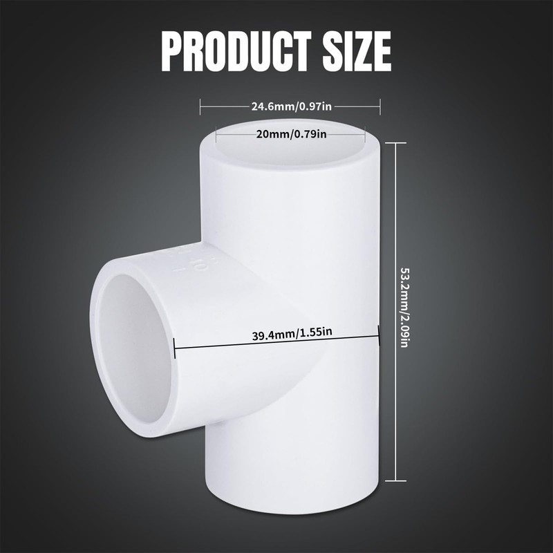 Nlvnmv 12 Pack 3-Way Tee Connector, 20 MM/0.79" PVC Pipe