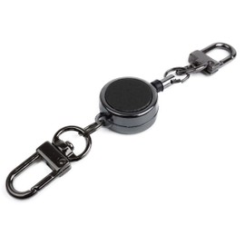 KOYOKOMA Key Reel, Black, Carabiner, Compact, Lightweight, Key Ring, Black, Key Cord, Fishing, Camping, Outdoors, Stretchable, Stretchable, Black