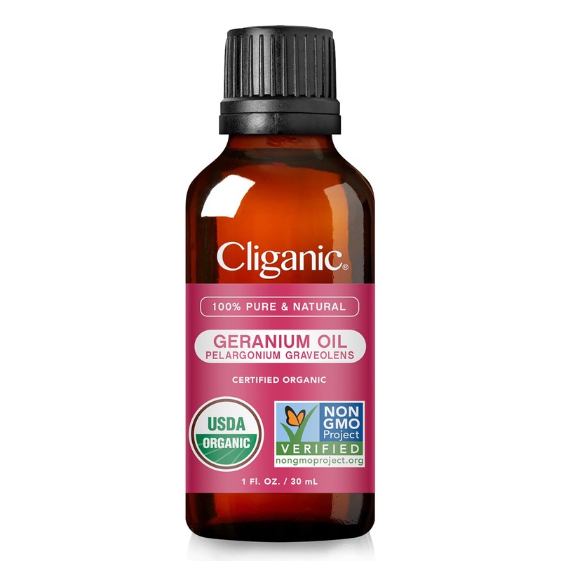 Cliganic Organic Geranium Essential Oil, 100% Pure Natural for Aromatherapy