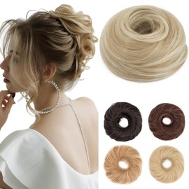 Benehair Messy Bun Hair Scrunchies Curly Hair Buns Hairpiece Synthetic Ponytail Bun Extensions Dirty Blonde Hair Pieces for Women (Dirty Blonde, 55g)