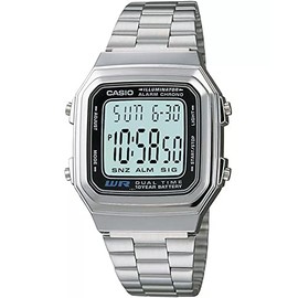 Casio A178W-1A Men's Vintage Silver Tone Band Alarm Chronograph Digital Watch
