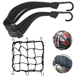 2PCS Motorcycle Cargo Net, Durable Motorcycle Luggage Straps with Hooks, Heavy-Duty Tie-Downs for Helmets and Gear, Adjustable Bike Rack Straps for Transport