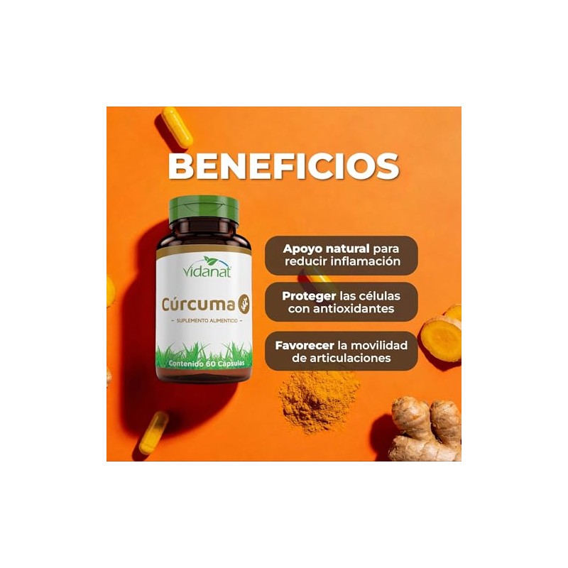 Vidanat Cúrcuma 500 mg 60 Cáps – Complemento Alimenticio Natural