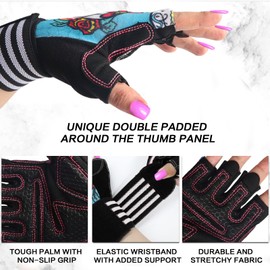 FINGER TEN Fitness Gloves Wrist Protection Training Gloves Men's Strength Sports Fitness Gloves Half Full Finger Sports Gloves for Weightlifting Bodybuilding Gym Training (Pink, M)