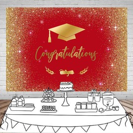 Mocsicka Congratulate Graduation Backdrop Class of 2025 Golden Glitter Bokeh Spots Photography Background Graduation Cap Design Gold Dots Decorations Photo Studio Booth Props